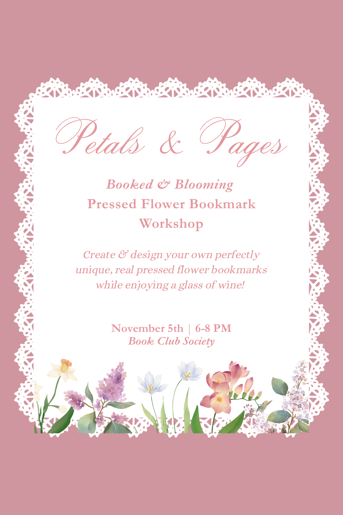 Booked & Blooming — Pressed Flower Bookmark Workshop @ Book Club Society